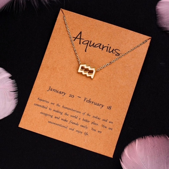 Zodiac Charm Pendant Necklace AQUARIUS - Picture 4 of 4